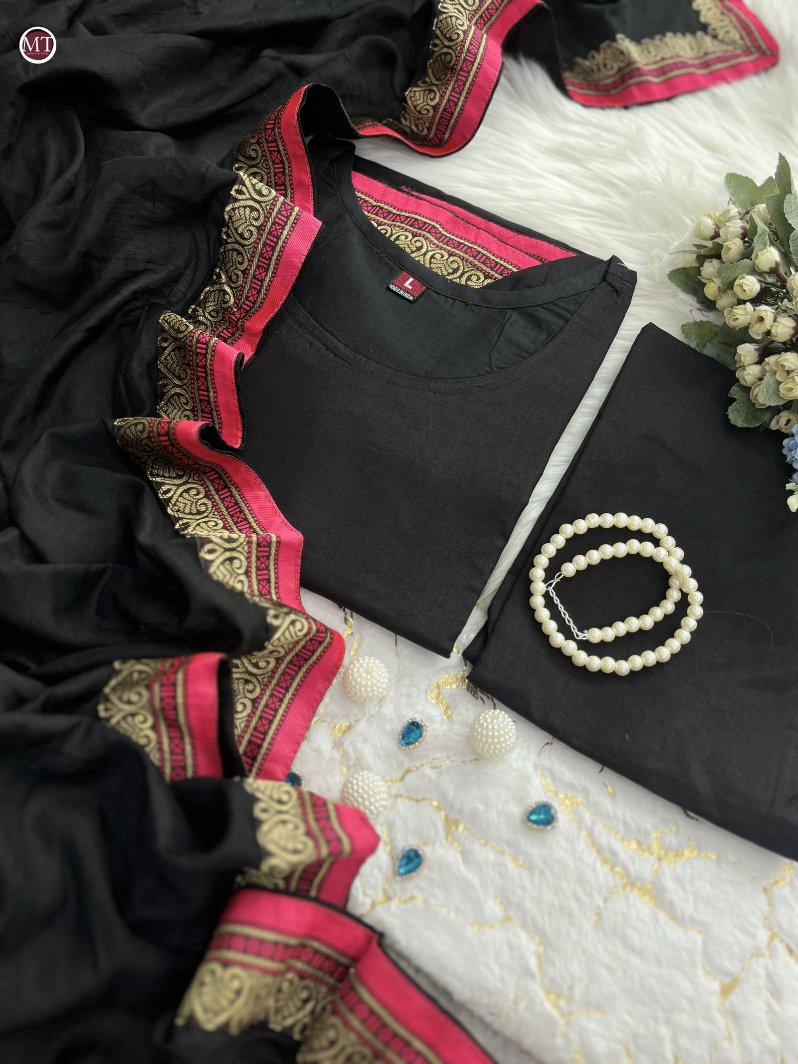 MT Pure Chanderi Silk Kurti With Bottom Dupatta Exporters In India